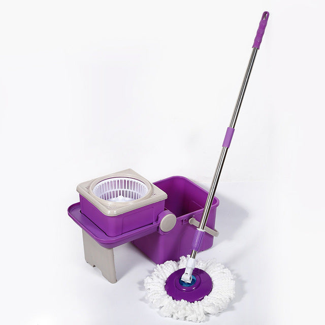 Aihogard Stainless Steel Purple Spin Mop Set 360 Rolling Spin Mop Bucket Set Rotating Floor Mop 1 Microfiber Mop Heads FR DE