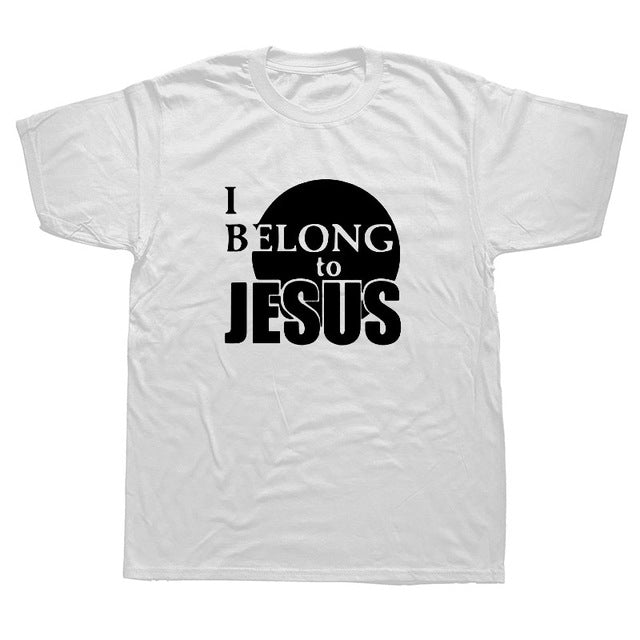 Summer Printed T Shirts I Belong to Jesus T-shirts Cotton Short Sleeve Christ Religion Christian Faith Tops Tees