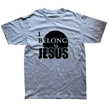 Summer Printed T Shirts I Belong to Jesus T-shirts Cotton Short Sleeve Christ Religion Christian Faith Tops Tees