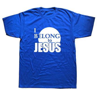 Summer Printed T Shirts I Belong to Jesus T-shirts Cotton Short Sleeve Christ Religion Christian Faith Tops Tees