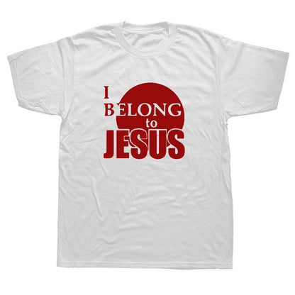 Summer Printed T Shirts I Belong to Jesus T-shirts Cotton Short Sleeve Christ Religion Christian Faith Tops Tees