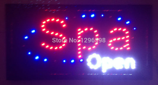 2017 Graphics  New Spa store open , Eye Catching And White Surrounding Flashing Lights Animated Led  Sign 10X19 inch- Wholesale