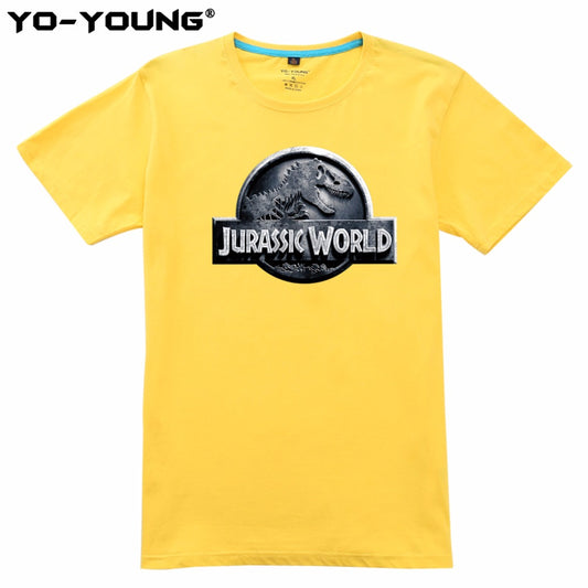 Yo-Young Men T-shirts Jurassic World 2 Jurassic Park LOGO Design Quality Print 100% 180gsm Combed Cotton Casual Summer Top Tees