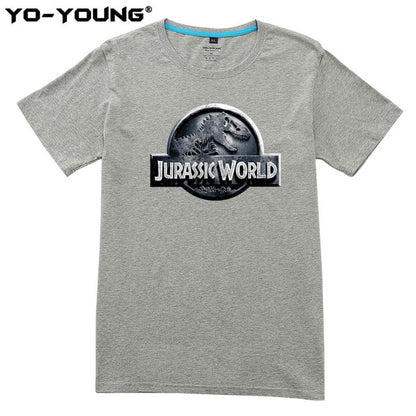 Yo-Young Men T-shirts Jurassic World 2 Jurassic Park LOGO Design Quality Print 100% 180gsm Combed Cotton Casual Summer Top Tees