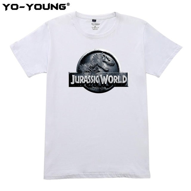 Yo-Young Men T-shirts Jurassic World 2 Jurassic Park LOGO Design Quality Print 100% 180gsm Combed Cotton Casual Summer Top Tees