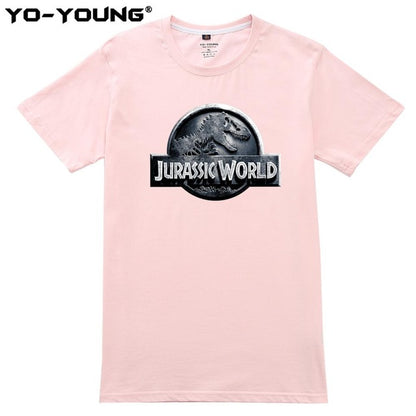 Yo-Young Men T-shirts Jurassic World 2 Jurassic Park LOGO Design Quality Print 100% 180gsm Combed Cotton Casual Summer Top Tees