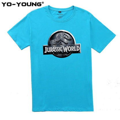 Yo-Young Men T-shirts Jurassic World 2 Jurassic Park LOGO Design Quality Print 100% 180gsm Combed Cotton Casual Summer Top Tees