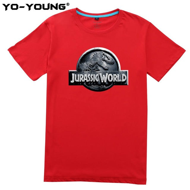 Yo-Young Men T-shirts Jurassic World 2 Jurassic Park LOGO Design Quality Print 100% 180gsm Combed Cotton Casual Summer Top Tees