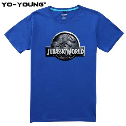 Yo-Young Men T-shirts Jurassic World 2 Jurassic Park LOGO Design Quality Print 100% 180gsm Combed Cotton Casual Summer Top Tees