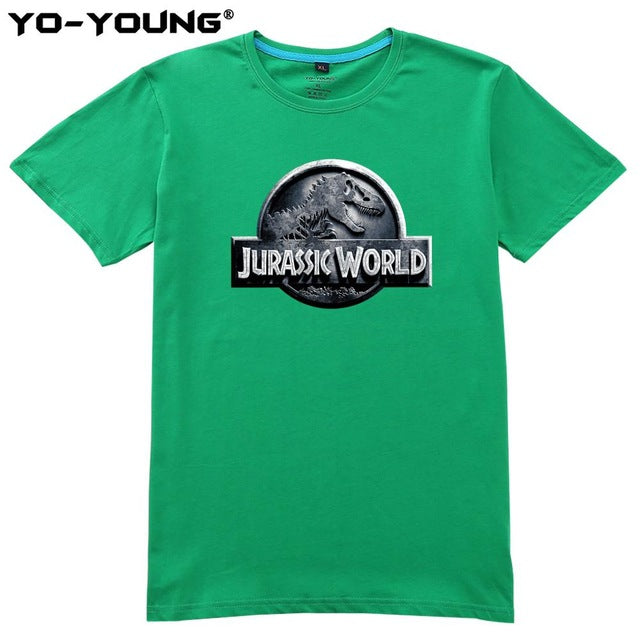 Yo-Young Men T-shirts Jurassic World 2 Jurassic Park LOGO Design Quality Print 100% 180gsm Combed Cotton Casual Summer Top Tees