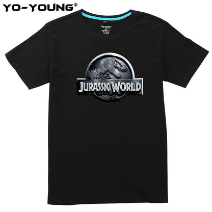 Yo-Young Men T-shirts Jurassic World 2 Jurassic Park LOGO Design Quality Print 100% 180gsm Combed Cotton Casual Summer Top Tees