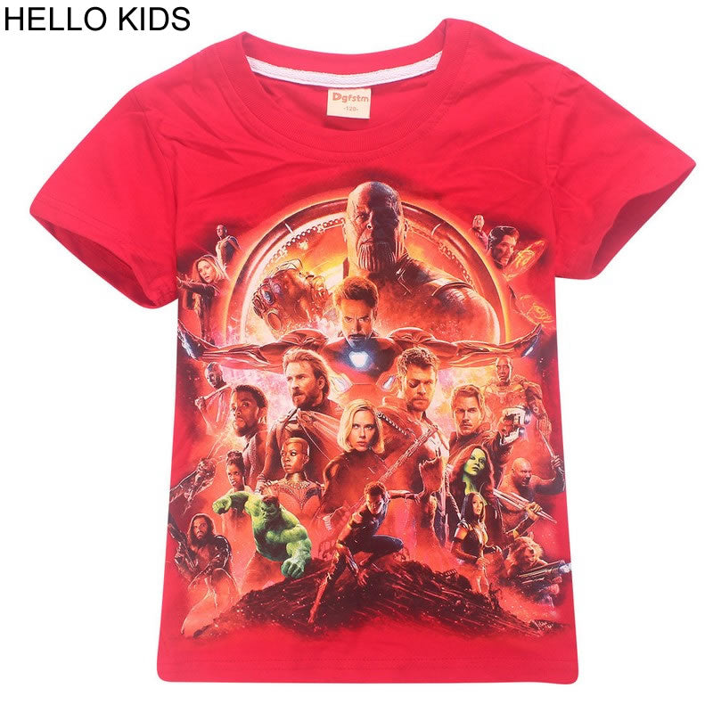 New summer pure cotton t shirt Infinity War Avengers girls tops tee cartoon 3d printing boys t shirts bobo choses kids clothes