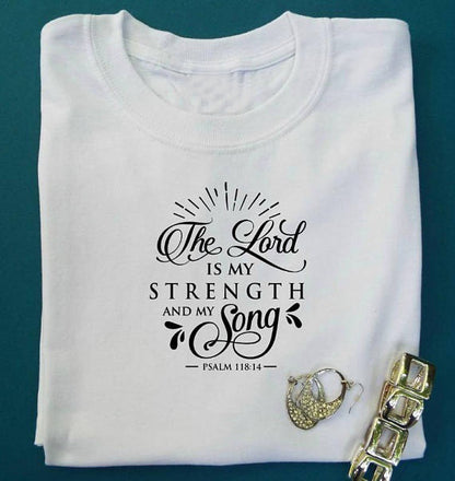 The lord is my strength and my song t-shirt Christian slogan graphic vintage tops Inspirational women fashion gift tees t shirt