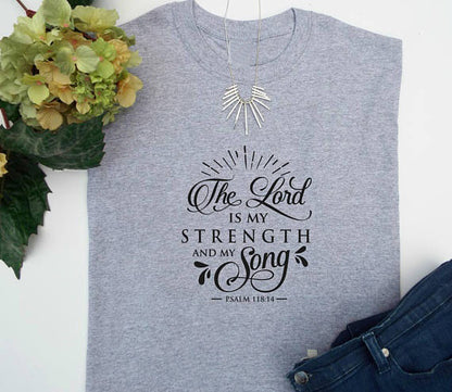 The lord is my strength and my song t-shirt Christian slogan graphic vintage tops Inspirational women fashion gift tees t shirt