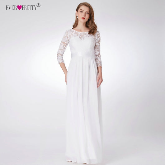 Ever Pretty Wedding Dresses New Elegant A-line Lace Long Beach Vintage Mariage Bridal Dress with Sleeve vestido de noiva EP07412