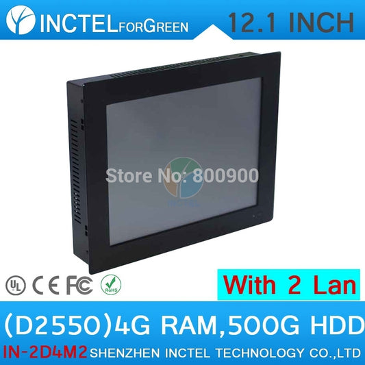 Ultra-thin all in one pc with 12 inch 2 1000M Nics 2COM 4G RAM 500G HDD for HTPC office etc.