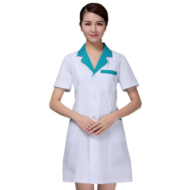 short Sleeve Medical clothing women Medical gown Lab coat White coat Clothes for doctors Summer and Spring