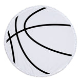 New Football Large Microfiber Round Beach Towel with Tassels Balls Shawl Wrap Skirt for Swimming Yoga Towel Camping Picnic Mat