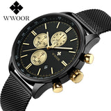 WWOOR Brand Men's Watches Quartz Chronograph Waterproof Clock Luxury Men Stainless Steel Military Sports Watch Relogio Mculino