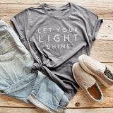 Let Your Light Shine Short Sleeve T-Shirt Christian women fashion funny slogan tees grunge tumblr cotton girl style tops t shirt