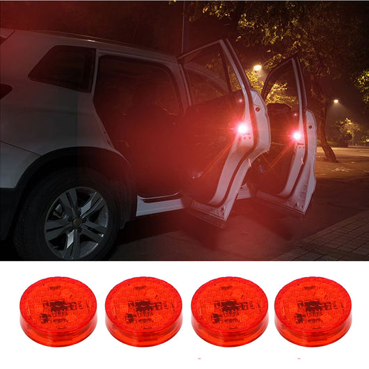 4pcs Car Door Lights LED Warning Lamp Signal Lamp Anti Collision Magnetic Flashing Auto Strobe Traffic Light Safety Car-styling