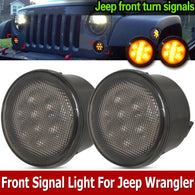 1Pair Smoke Lens Amber LED Car Front Fender Turn Signal Lights Side Marker  for Jeep Wrangler 2007-2016