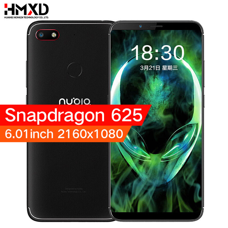 ZTE Nubia V18 4GB RAM 64GB ROM Mobile Phone 6.01 inch Full Screen Face ID 4000mAh Snapdragon 625 Front 8MP Real 13MP Smartphone