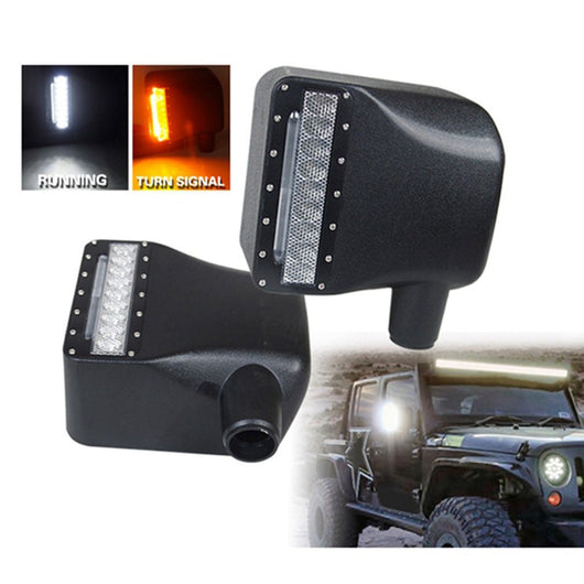 2pcs LED Side View Cover Reversing Signal Lamps Yellow/White Light Guide Rearview Mirror Lamps for JEEP for Wrangler