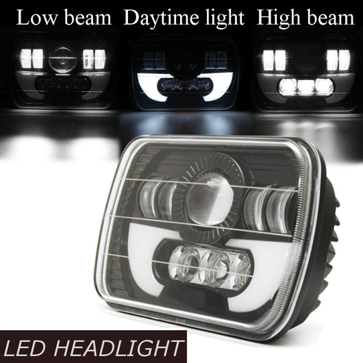 7x5Inch 3 in 1 H4 Car LED Headlight Set Hi/low Beam Square LED Daytime running Lamp DRL LED Light for Jeep for Wrangler YJ XJ