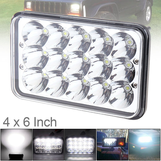 4X6 Inch 6000K 45W Rectangular Car LED Headlights for Jeep Wrangler YJ Cherokee XJ Trucks 4X4 Offroad Headlamp Head Light