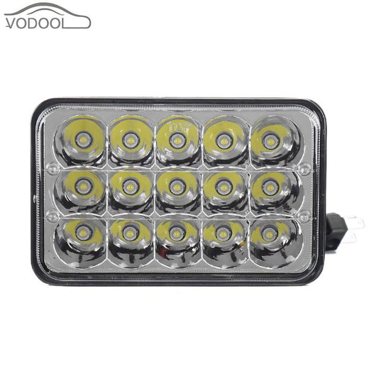 Waterproof 15LED HID Headlight Bulb Crystal Clear Sealed Beam H4 LED Headlamp Rectangle Light Lamp for Jeep Truck Off-road