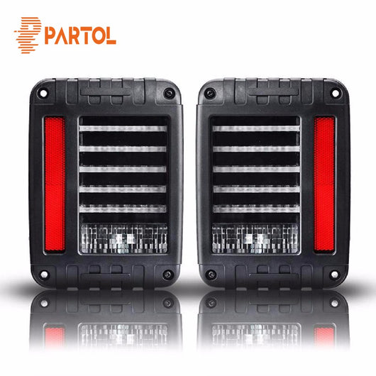 Partol Lens LED taillights Reverse Brake Turn Signal Rear Lamps Apply for Jeep Wrangler JK 2007-2015 (Euro Version) 12V