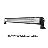 Partol 50" 702W Tri-Row LED Light Bar Spot Flood Combo Beam Offroad Work Light 4WD 4x4 LED Bar for Jeep Pickup Camper Trailer