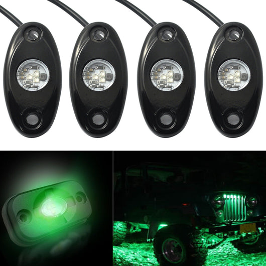 4pcs Professional Car Off Road LED Rock Under Body Light ATV 4WD for JEEP Truck Boat Bright Green