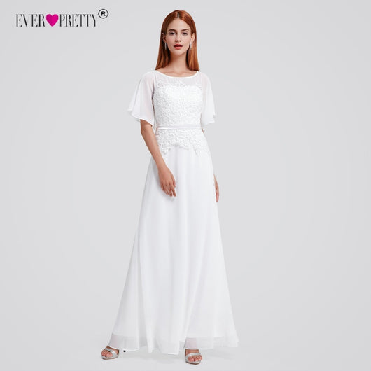 Ever Pretty 2018 Bridal Boho Lace Short Sleeve Modest Wedding Dresses EP08775 vestidos de noiva robe de mariage Robe de Maria