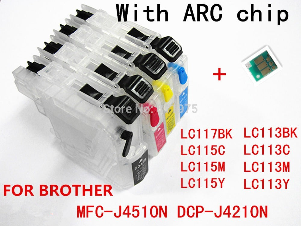 Free shipping refillable Ink cartridge for  LC113 LC117 LC115 for BrotherMFC-J4510N /DCP-J4210N/J6570CDW/J6970CDW printers Japan