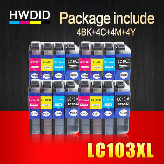 HWDID 16Pack  LC103 LC 103 XL ink cartridge LC103XL for Brother MFC-J4310DW MFC-J4410DW MFC-J4510DW MFC-J4610DW MFC-J4710 J470DW