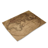 New World Map Printing Cotton Linen Napkin Table Cloth Placemat Mat Pads Home Restaurant Wedding Napkin Washable Placemats