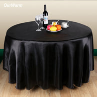 OurWarm Satin Table Cloth Wedding Decoration Fabric Tablecloth Round Wedding Party Restaurant Banquet Home Decoration