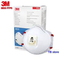 3M 8833 FFP3 respirator mask Anti-glass fiber Anti-radioactive particulates protective mask Breathing valve High grade dust mask