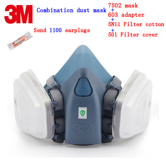 3M 7502 mask + 603 adapter + 5N11 Filter cotton + 501 Filter cover respirator mask against dust respirator dust mask