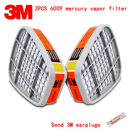 3M 6009 gas mask filter Genuine guarantee against Mercury vapor mercury Chlorine gas protective mask filter respirator fitting