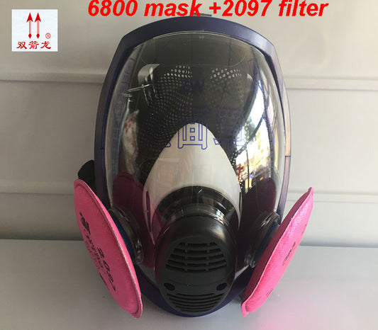 high quality respirator mask 6800 mask + 3M 2097 filter High definition Shockproof full face respirator