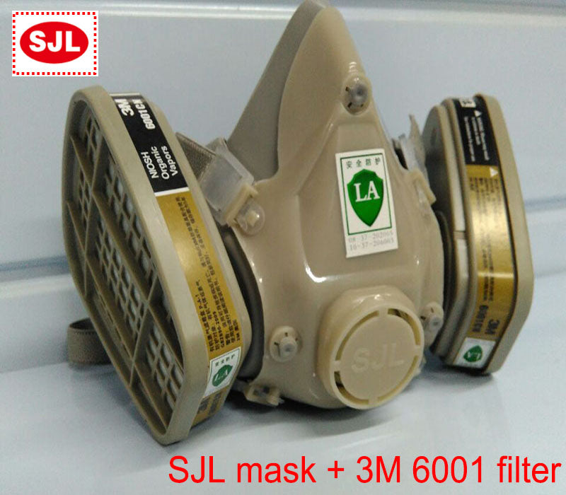 SJL respirator mask +3M 6001 filter protective mask against Painting spraying respirator gas mask