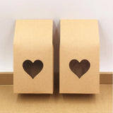 50pcs Kraft Paper Party/Wedding Gift Bags,Cake/Chocolates/Candy Packing Bags Stand Up Food Clear PVC window Seal boxes