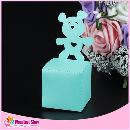 WondLove Story 10pcs/lots Laser Cut Bear Candy Box Baby Shower Favors Gift Box Cake Box Birthday Party Favors Decoration Kids