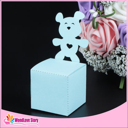 WondLove Story 10pcs/lots Laser Cut Bear Candy Box Baby Shower Favors Gift Box Cake Box Birthday Party Favors Decoration Kids