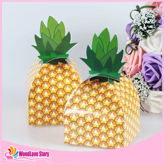 WondLove Story 25pcs Pineapple Candy Box Wedding Box Hawaiian Gift Box Party Decoration Sweets Candy Paper Cake Box Decorative