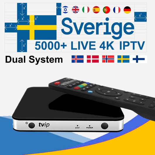TVIP605 Android Linux Smart TV Box Nordic Sweden Norway Israel 6/12 IPTV Subscription 4800+ Channels Same function like MAG 250