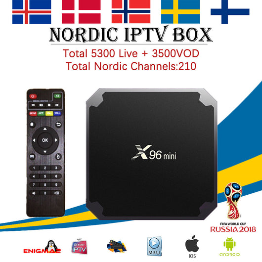 Sweden IPTV X96 mini Android 7.1 Smart TV BOX 5000+ channels Nordic Norway Scandinavia Israel Arabic Canada Brazil set top box